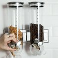 thumbnail image 3 of Fichiouy 3L Cereal Storage Box Dispenser Wall Mounted Kitchen 2 Grid Grain Dry Food Container Silver, 3 of 8