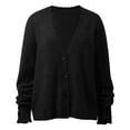 thumbnail image 4 of DuoJiaJ Knit Sweater Coat Long Sleeve Button Down Cardigan For Fall And Winter Versatile Elegant Outerwear Soft Comfortable Daily Wear Womens Fashion Black L, 4 of 5