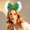 thumbnail image 2 of Taotanxi Light Up St Patrick'S Day Bow Headbands Sequins Clover Hairband Green Irish Headpiece for Women for Girls, Kids, And Women (Christmas Green), 2 of 5
