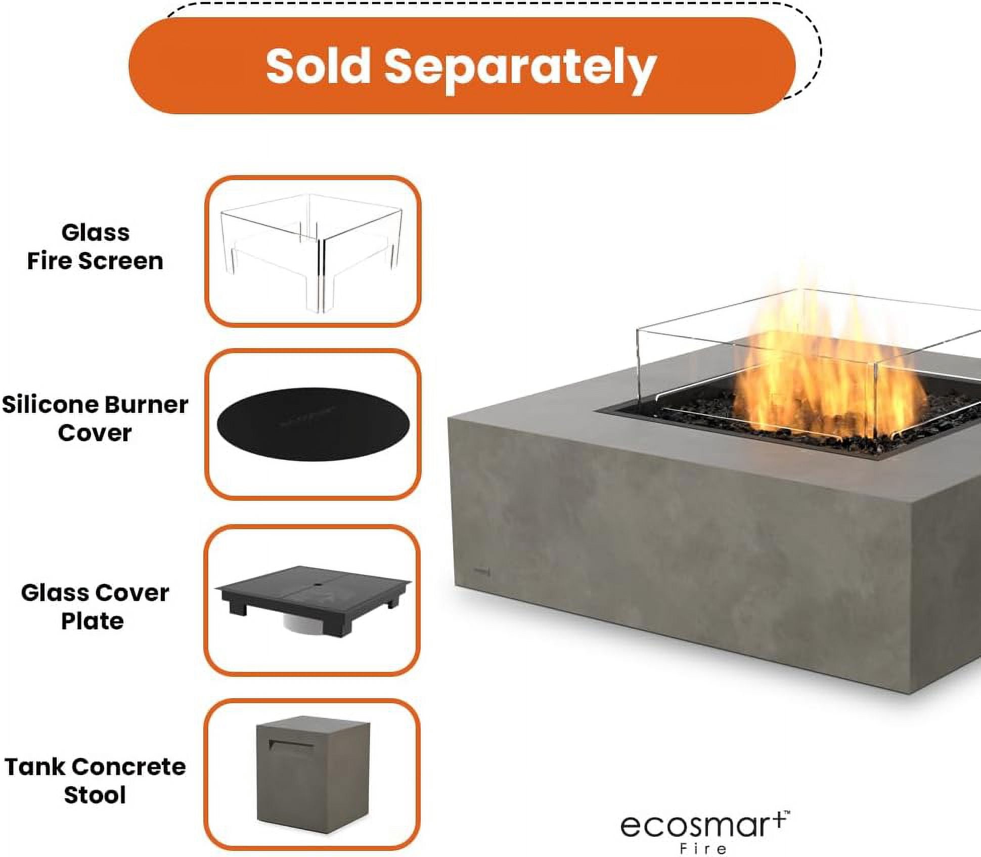 Ecosmart | Base 40 Fire Pit Table | Natural Color | Stainless Steel Gas Burner | Elegant Curved Design with Versatile Wide Lip | Complements Any Decor and Setting
