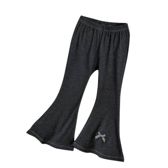 Qingpeng Toddler Girls Cotton Flare Leggings Casual Pants for Girls Elastic High Waiste Boot Cut Yoga Pants Kids Bell Bottoms Tights