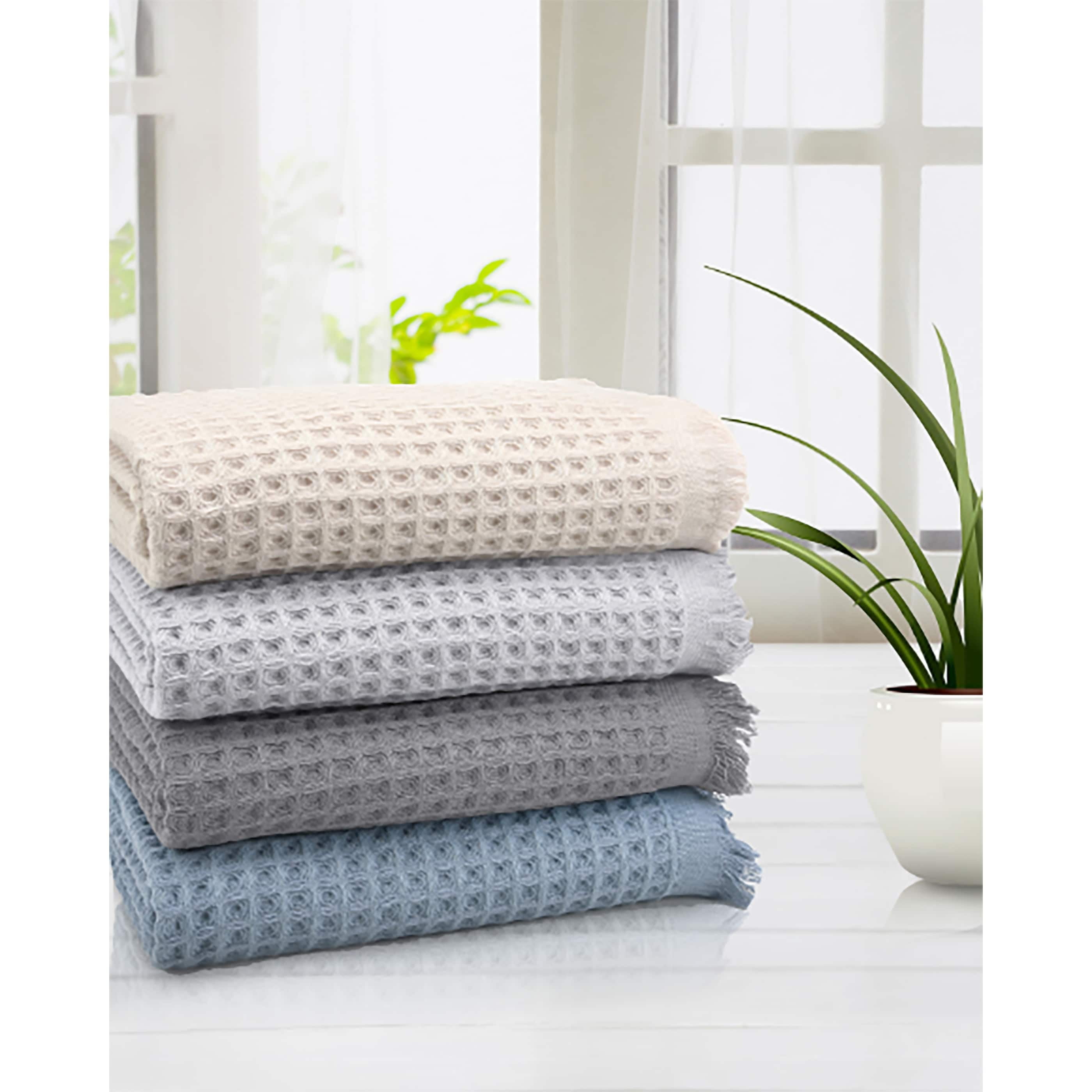 Lycia 2 Pcs Turkish Cotton Waffle Bath Towel