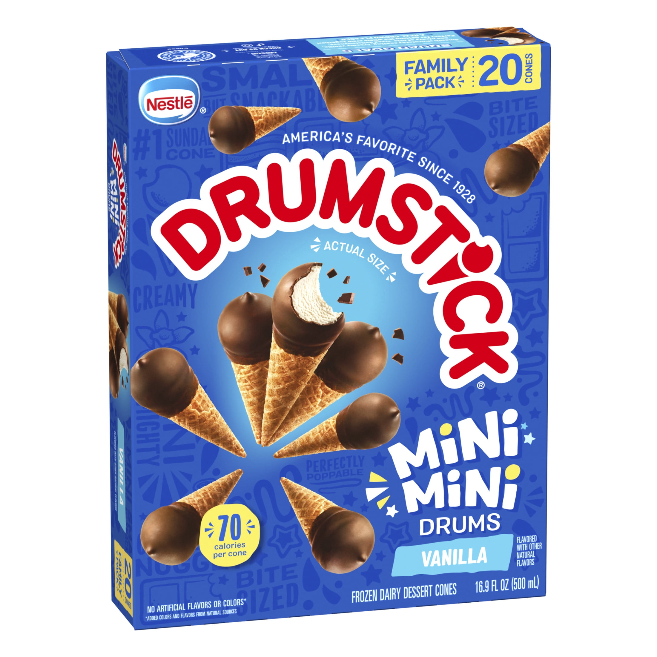 Drumstick Mini Drums Vanilla Sundae Cones, Kosher, 20 Count