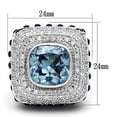 thumbnail image 2 of Rhodium Brass Ring with Synthetic Spinel in London Blue for Women Style LOA861, 2 of 2
