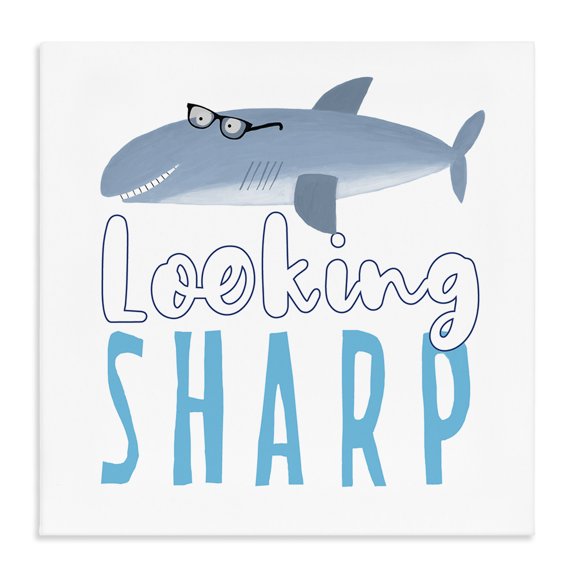 Stupell Industries Cottage Shark in Glasses Phrase Canvas Art, 30 x 30, by Carla Daly