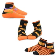 TeeHee Halloween Kids Cotton Fun Crew Socks 3-Pair Pack (6-8 Years, Pumpkin Day)