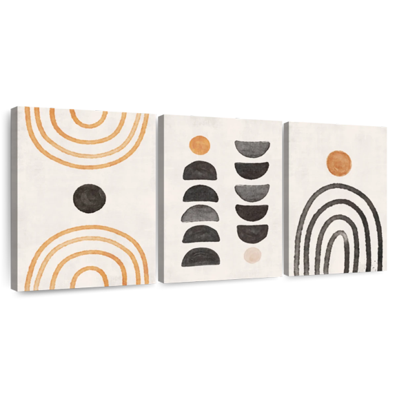 Elephant Stock Between Night And Day Wall Art - Horizontal Multi Panel Canvas - Living Room Wall Decor - Abstract Multi Panel - Gray And White Decor - 26" x 12"