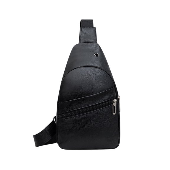 SLYNSHome Crossbody Sling Bag for Men Women Chest Bags Shoulder Pouch with Earphone Hole Backpack Purse (Black)