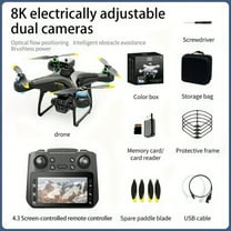 8K Dual Camera FPV Drone with 4.3" Screen Controller, Brushless Motors, 360° Obstacle Avoidance, One-Key Takeoff, Optical Flow, Dual Batteries, Foldable Quadcopter for Beginners & Holiday Gifts