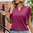 thumbnail image 7 of Ltctricy T Shirts for Women Trendy Summer V Neck Ruffle Short Sleeve Loose Casual Tunic Tops Soft Tees Blouses, 7 of 7