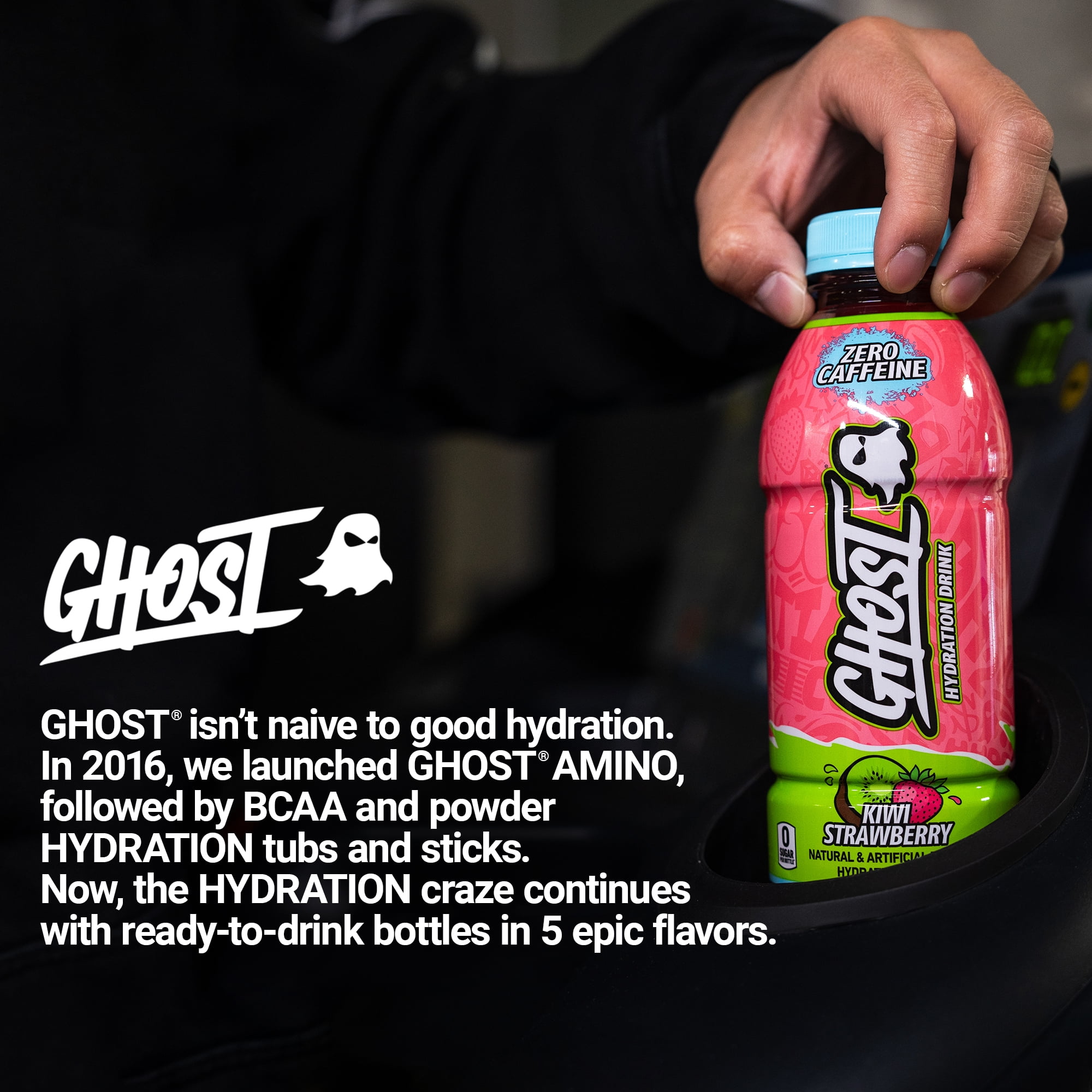 GHOST® HYDRATION Zero Sugars Sports Drink, Kiwi Strawberry, 16.9 fl oz