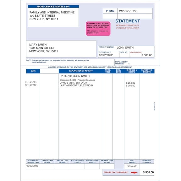 Insurance Nonpayment Patient Notification Label, 1-1/2” x 7/8”, Fluorescent , , Payment Due Reminder, Permanent Adhesive, 250 Stickers/Box