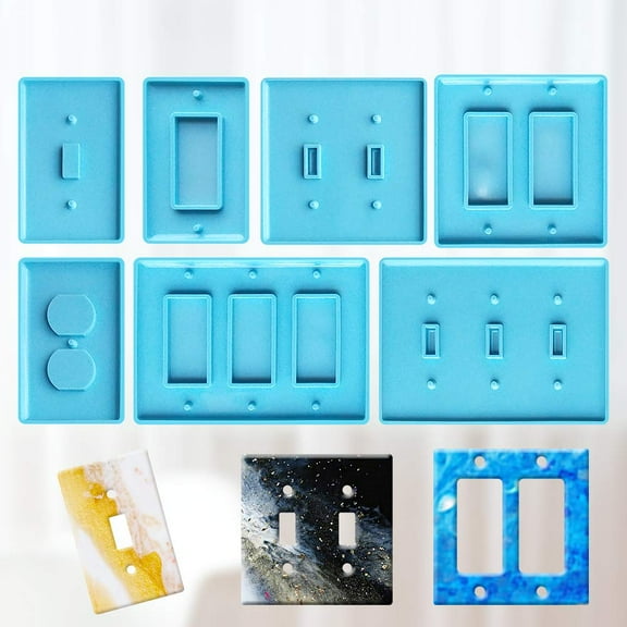 7Pcs Light Switch Cover Resin Molds,Switch Socket Panel Plaster Mold for Epoxy Resin,Switch Plate Silicone Mould Outlet Cover Molds for DIY Crafts Making Home Decor