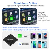 Binize Wireless CarPlay/Android Auto Adapter for Car with Factory Wired CarPlay/Android Auto