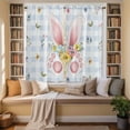 thumbnail image 2 of Easter Kitchen Curtains 63 Inch Length, Spring Rabbits Ears Feet Floral Blue Lattice Tiers Curtains for Living Room Berdoom Bathroom, Light Filtering Drapes Window Treatment 2 Panels 42"Wx63"L, 2 of 8