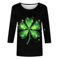 thumbnail image 5 of St Patrick's Day T Shirt for Womens Green Leaf Print Irish 3/4 Sleeve Loose Pullover Tops, 5 of 5