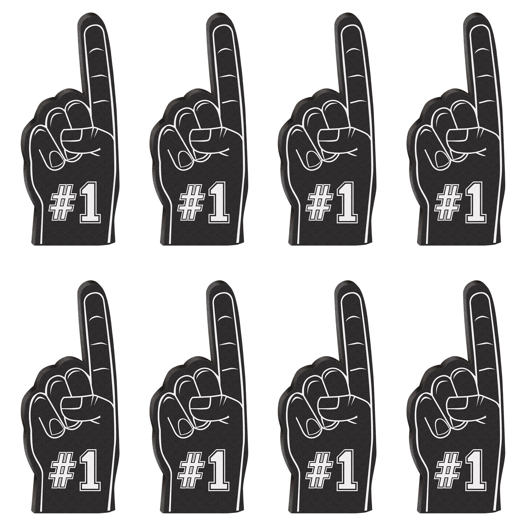 Small Foam Fingers Football Party 5.125" Party Favors, Black, 8 CT