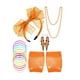 thumbnail image 5 of Jumpingount 1 Juego de disfraces de los años 80, accesorio de fiesta clásico, atuendo de mujer, ropa ornamental de red de pesca de encaje para Naranja 2piezas, 5 of 6