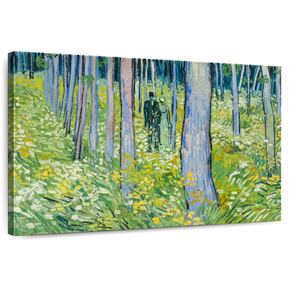 Elephant Stock Undergrowth With Two Figures Wall Art - Horizontal Canvas Wall Art - Living Room Wall Decor - Nature Canvas - Green And Blue Decor By Vincent Van Gogh - 12" x 8"