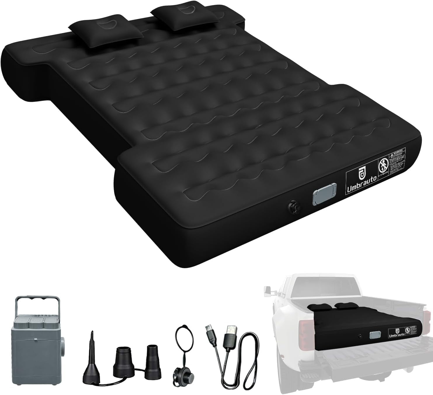 Umbrauto Truck Bed Air Mattress with Built in Pump for 5.5-5.8ft Short Beds, Upgraded Peach-Skin Surface Inflatable Airbed for Truck Tents, Camping, and Travel