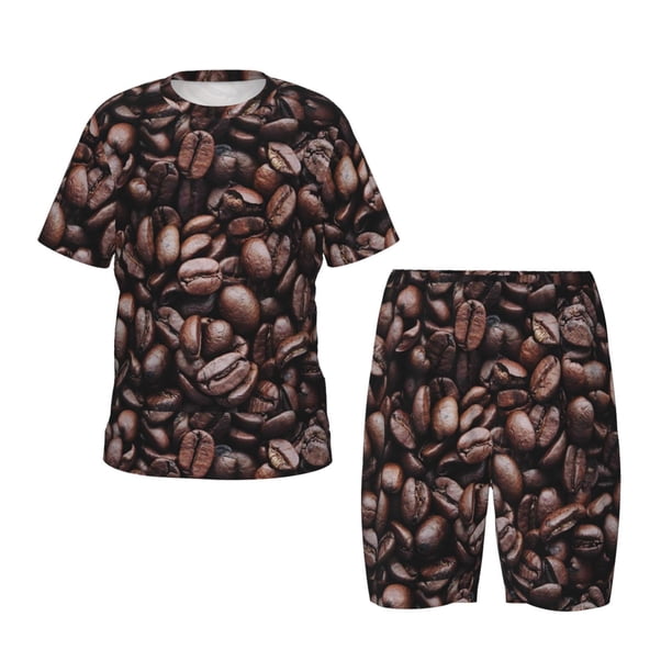 Balery Coffee Bean Conjunto de Pijama Infantil de Manga Corta con Estampado – Ropa de Dormir de Algodón Suave-Small
