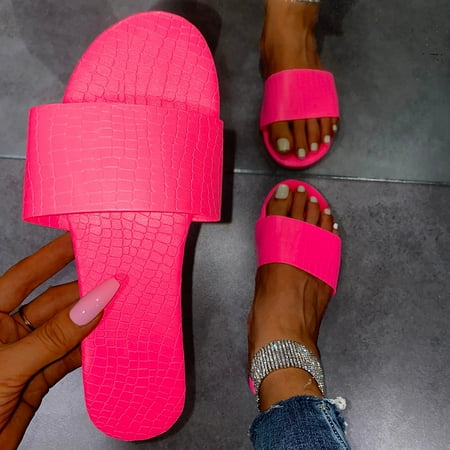 

KKCXFJX slippers for women Fashion Womens Flip Flop Casual Shoes Beach Slippers Comfy Slip On Flats Sandals Slippers