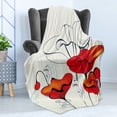 thumbnail image 4 of Poppy Flower Soft Flannel Fleece Throw Blanket, Florets and Buds with Curly Leaves and Red Petals in Vintage Style, Cozy Plush for Indoor and Outdoor Use, 50" x 60", Red Pale Blue Beige, by Ambesonne, 4 of 5
