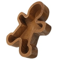 OUNONA Brown Wooden Gingerbread Man Bowl Holiday Tableware Christmas Serving Dish for Festive Dining