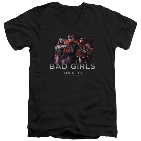 Injustice Gods Among Us Bad GirlS/S S Adult V-Neck 30/1 T-Shirt Black