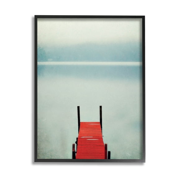 Stupell Industries Misty Red Dock Scene Photograph Black Framed Art Print Wall Art, Design by Carrie Ann Grippo-Pike