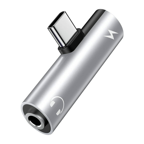 USB C to 3.5mm Headphone and Charger Adapter,ABCPOW 1Pack 2 in 1 USB C to Aux Audio Jack Cable Android Phone Charger Cord Type C Fast Charging Dongle Cord for iPhone 16 15 Samsung Earphones Adapter