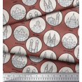 thumbnail image 3 of Soimoi Brown Rayon Fabric Different City Monuments Architectural Printed Fabric 1 Yard 42 Inch Wide, 3 of 3