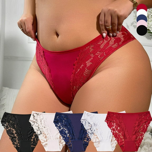 Sakmal Plus Size Women's Panties Full Coverage Briefs Lace Panties Stretch Black Womens Underwear 2XL