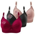 thumbnail image 1 of Soutiens-gorge de Sport pour Femmes, Lot de 3 2025 Confortable Col en V Sans Fil Bretelles Réglables Respirant Doux, Rouge P-5TG, 3 Pcs, 1 of 2