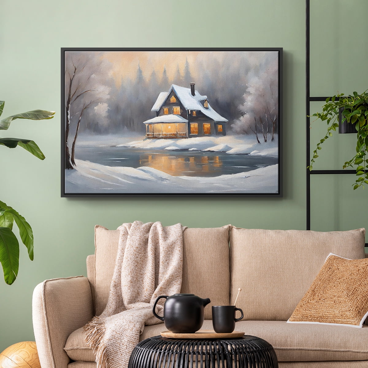 Vintage Landscape-CCXI By Wexford Home Framed in Black Wood Gallery Wrapped Canvas 17 in. x 25 in.