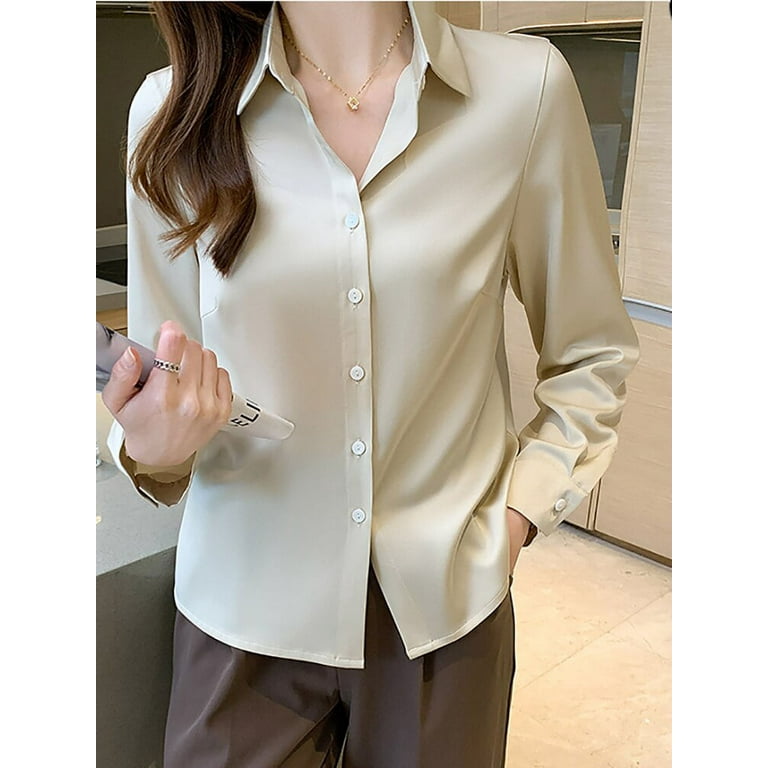DanceeMangoo Spring Fashion Button Up Shirt Vintage Blouse Women White  Casual Office Lady Long Sleeves Female Loose Street Shirts Clothes Top