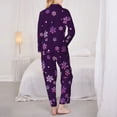 thumbnail image 3 of KLL Purple Snow Flakes Print Women's Long Sleeve Pajamas with Pants Sleepwear Loungewear 2 Set-X-Large, 3 of 8