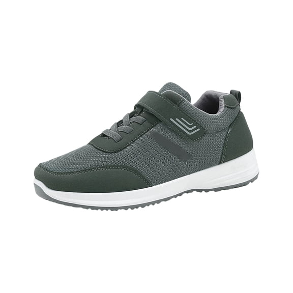 GrmtClth Mens Adjustable Hook & Loop Walking Shoes Breathable Mesh Lightweight Non Slip Arch Support Casual Orthopedic Sneakers Gray (US/10)