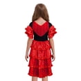 thumbnail image 3 of Jizyo Robe de Flamenco Espagnole pour Filles, Festival, Fête, à Franges, Jupe Longue Lyrique à Volants, Tenue de Danse, Rouge, 14, 3 of 6