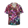 thumbnail image 2 of Lsque Color Shiny print Men's Cuban Collar Short Sleeve Shirt Summer Beachwear Casual Button Down Fashionable Vacation Leisure Shirt-Large, 2 of 7