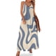 thumbnail image 1 of Vestido sin mangas con estampado abstracto retro de remolino líquido en azul y crema Vestidos para mujer Vestidos de mujer, 1 of 7