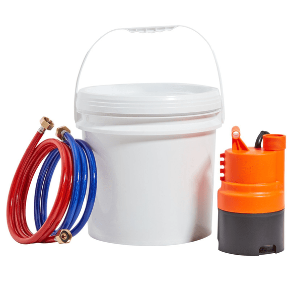 Tankless Water Heater Flushing Kit - 1/3 HP Pump, 3.7 Gallon Pail & Hoses - Descale & Clean Instant Water Heaters - Quick Install, Anti-Corrosion Maintenance Tool