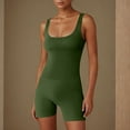 thumbnail image 4 of Htigea Women Workout Romper Yoga Ribbed Square Neck One Piece Seamless Tank Top Jumpsuit Army Green,L, 4 of 6