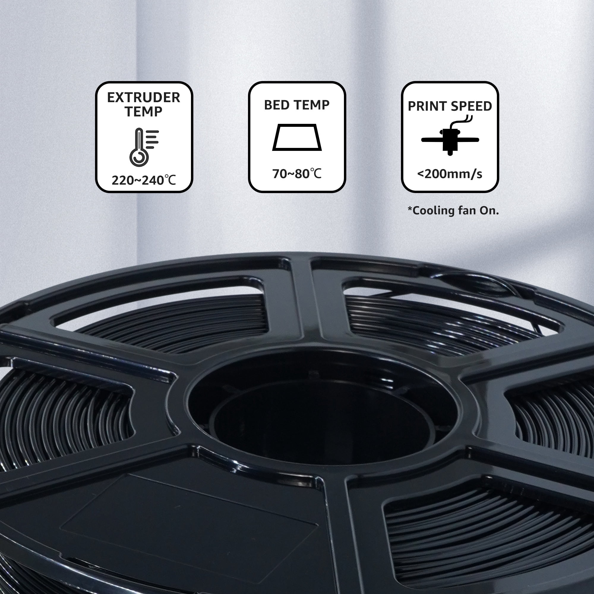 Flashforge PETG Filament 1.75mm, 1KG/2.2lbs PETG 3D Printer Filament, Black