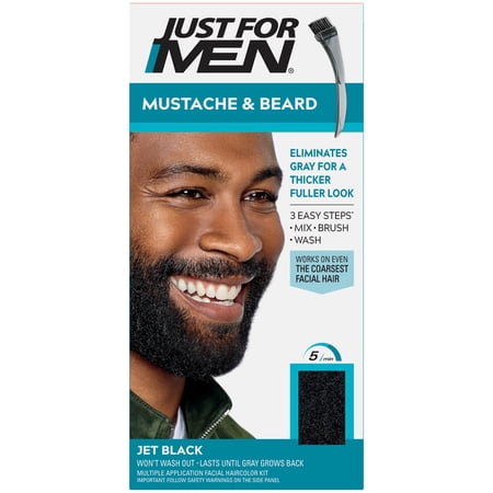 Just For Men Mustache and Beard Coloring for Gray Hair  M-60 Jet Black