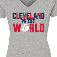 thumbnail image 4 of Inktastic Cleveland Vs. the World blue and red with baseball Women's V-Neck T-Shirt, 4 of 5
