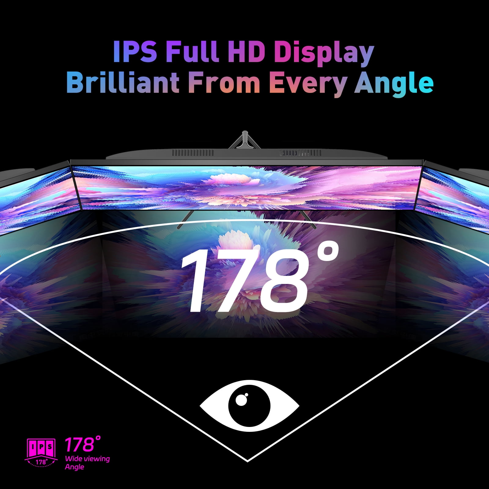 REHISK 24" IPS FHD 1080P 100Hz Gaming Monitor, 1ms, FreeSync, G-Sync, HDMI, DisplayPort, Low-Blue Light