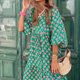 thumbnail image 5 of Vestido Vestido largo bohemio con cuello en V y mangas abullonadas para mujer 2023 (verde oscuro M) Ygjytge Verde oscuro T M para Mujer, 5 of 8