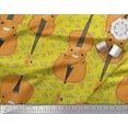 thumbnail image 3 of Soimoi Yellow Poly Georgette Fabric Notes & Violin Musical Instrument Fabric Prints By Yard 42 Inch Wide, 3 of 3