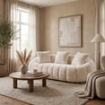 thumbnail image 3 of FFH 75.5" Cloud Couch, Floral-Shaped Bean Bag Sofa, Boneless Loveseat Sofa for Living Room, Plush Faux Fur, Beige, 3 of 9